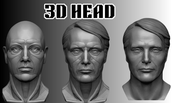do 3d head bust sculpt, character face model, 3d modeling for 3d printing zbrush