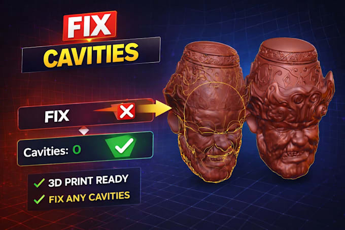 fix non manifold, cavities and make your 3d model 3d print ready