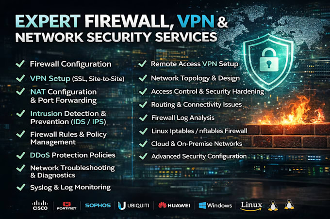 setup firewall, vpn and network security