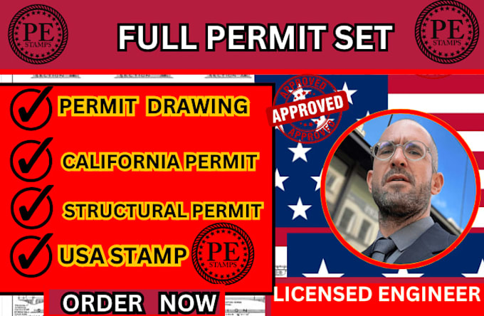 full permit  set,mep permit,structural permit,california permit,stamp drawing