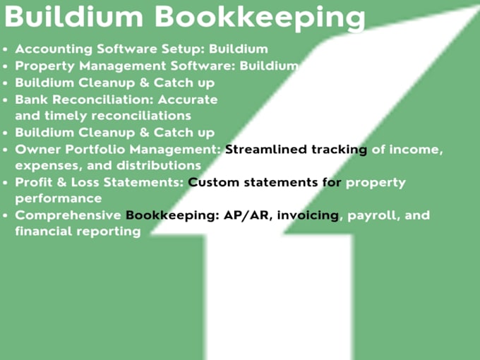 do property management buildium, quickbooks bookkeeping and accounting