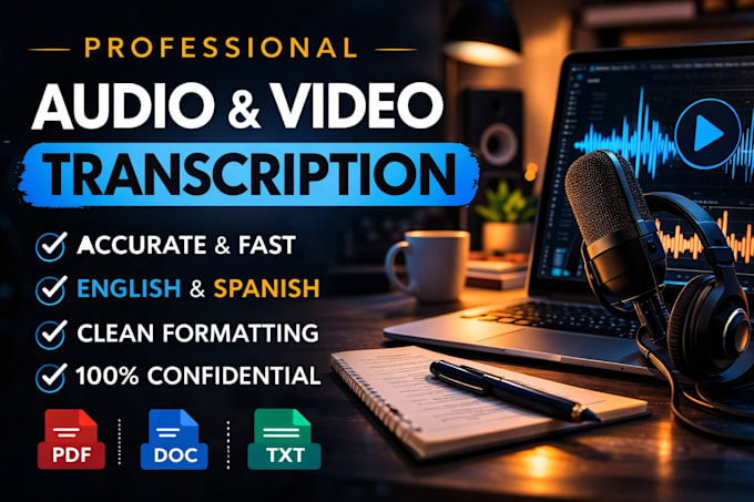 professionally transcribe audio or video to text