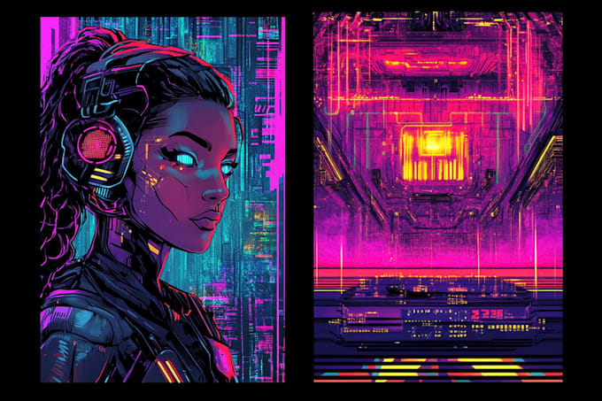 create t shirt illustration cyberpunk style
