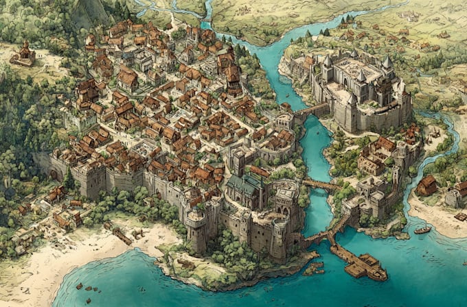 do fantasy map battle map dnd rpg world map illustration