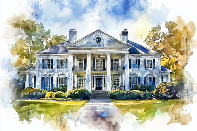 paint watercolor house portrait