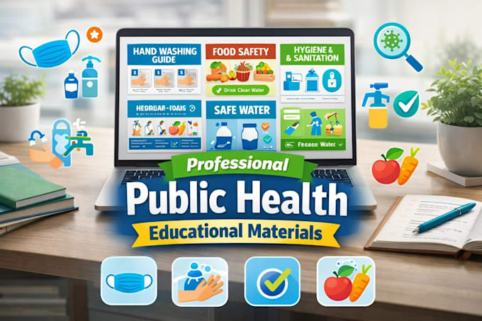 create professional public health and hygiene training materials
