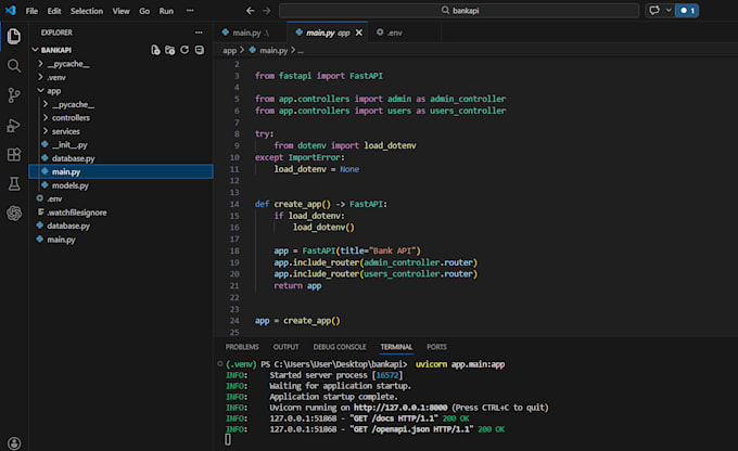 develop a secure python fastapi backend with docker and redis
