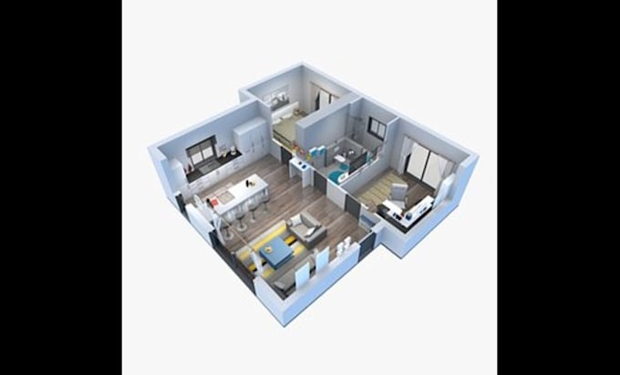 create a furnished 3d floor plan rendering from your 2d plan