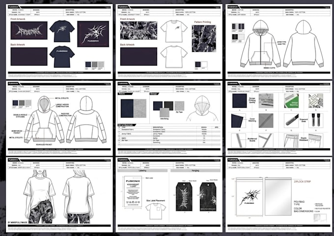 design custom activewear techpack with technical drawing for production