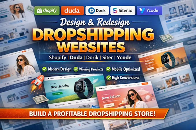 design shopify duda dorik siter io dropshipping  website redesign ycode  store