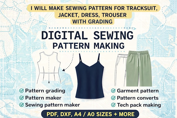 make sewing pattern for tracksuit, jacket, dress, blouse pattern grading