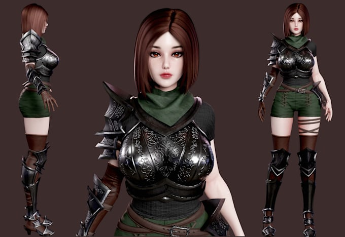 do ue5 game ready 3d character model with texturing rigging and animation unreal