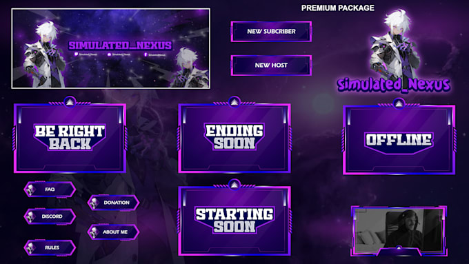 design a professional static twitch stream overlay package