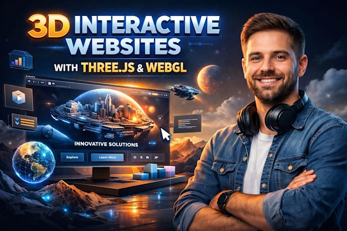 create a professional 3d interactive website using threejs and webgl
