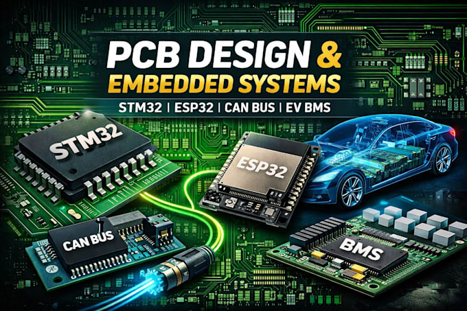 design multilayer pcb ev and bms circuits embedded system can bus stm32, esp32