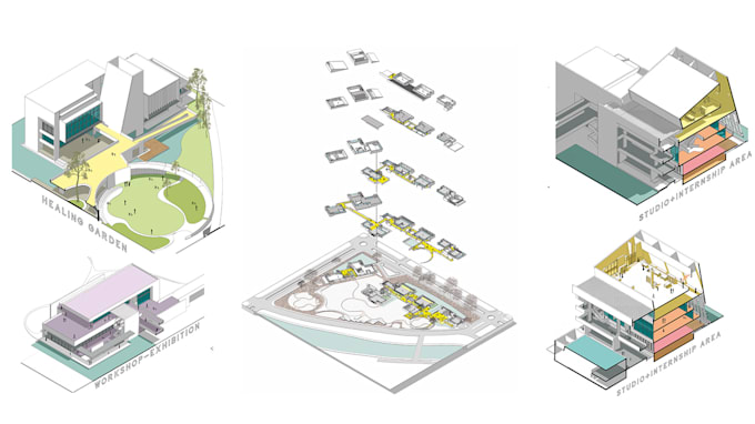 design a professional architecture presentation board portfolio layout