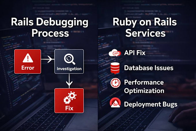 debug and fix ruby on rails bugs, API and database errors