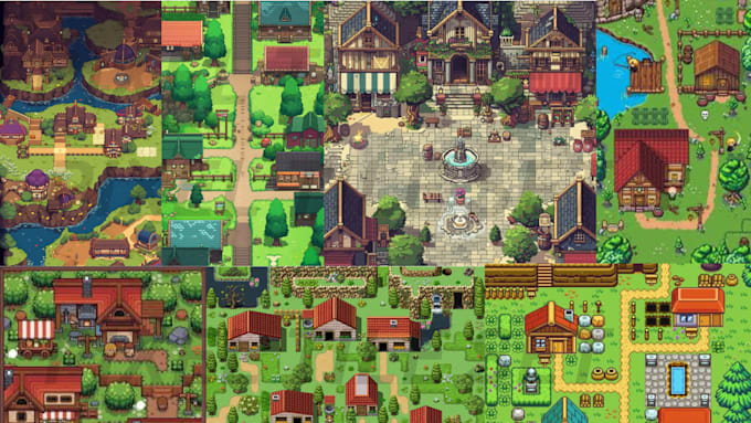 Crear sprites de pixel art 2d, personajes, tileset, entorno de juego ...