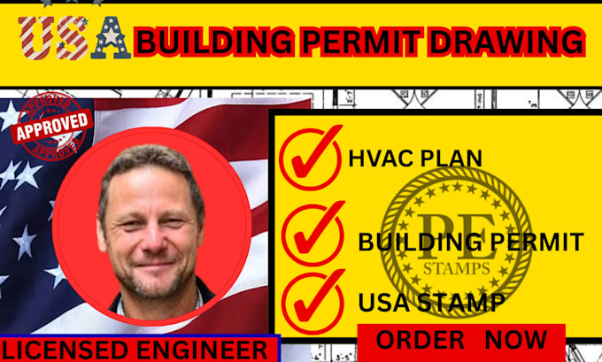 building drawing,hvac plan,building permit,adu permit,permit ready ,usa stamp
