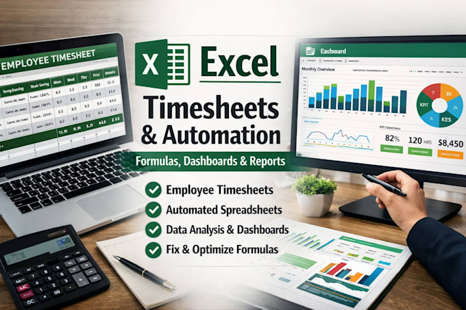create smart excel spreadsheets, employee timesheets, formulas