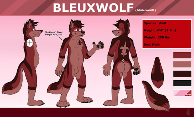 design a custom furry fursona or anthro character ref sheet furry commission
