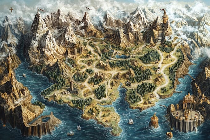 Draw a detailed hand drawn fantasy map for your dnd world by ...