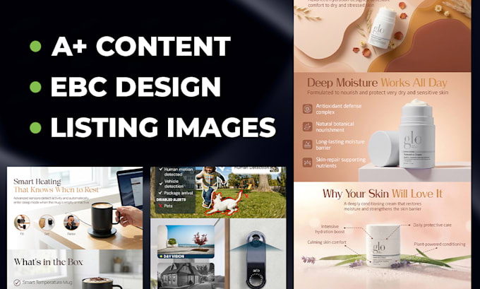 design amazon a plus content, amazon listing images and amazon ebc design