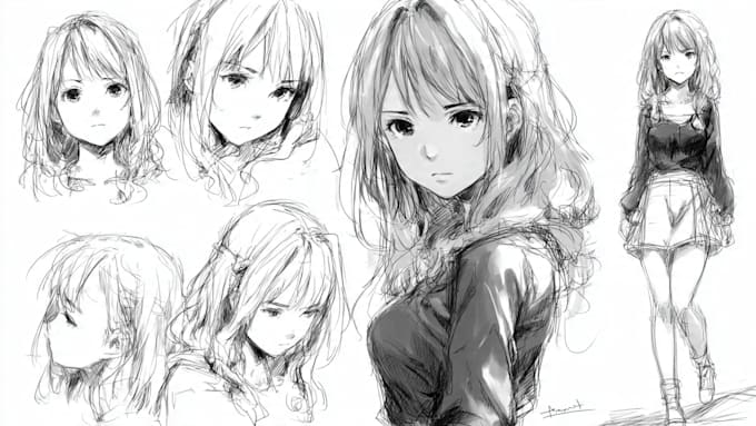 draw anime sketch colored