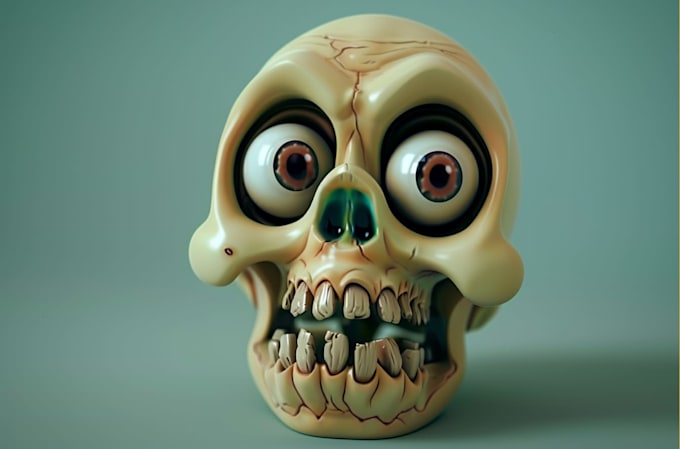draw skull or retro cartoon character