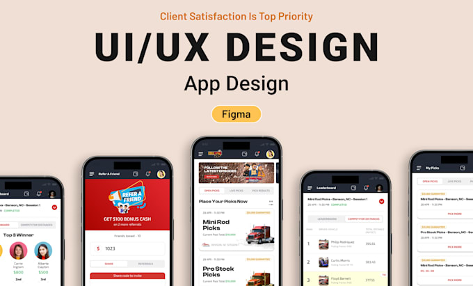 do ui ux mobile app design, figma app design, and prototype