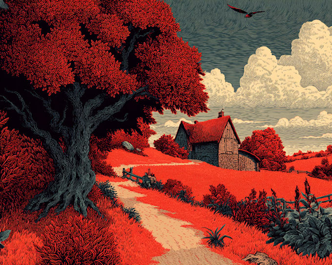 make a amazing illustrations in linocut style