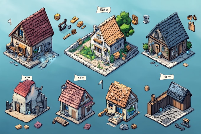 create professional 2d isometric pixel art for game assets