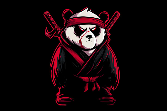 do wonderful new style panda ninja mascot logo design