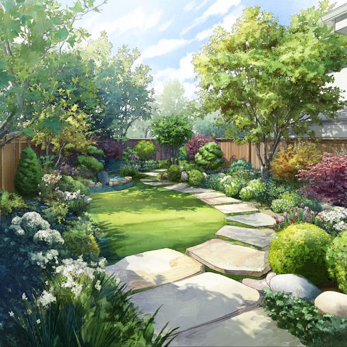 create stunning 2d garden landscape designs renderings