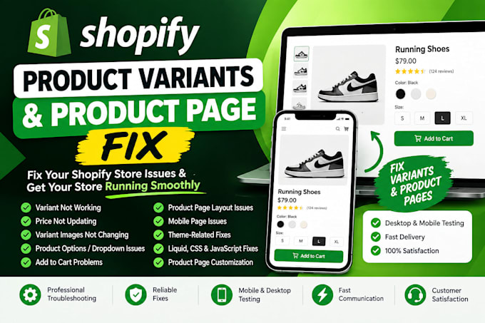 fix shopify product variants and product page issues