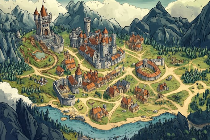 Draw a detailed hand drawn fantasy map for your dnd world by ...