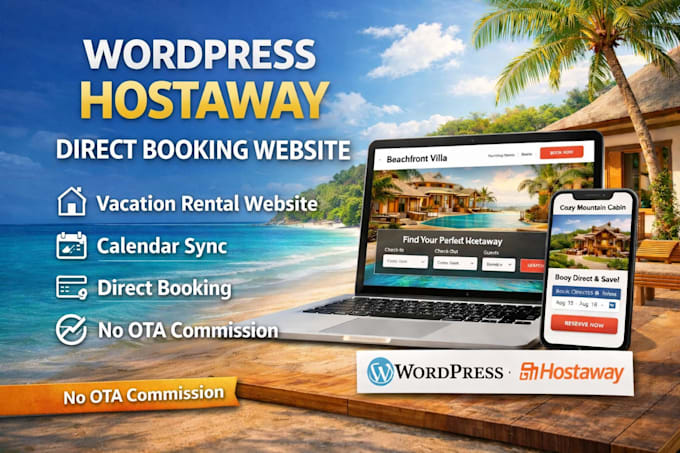 build wordpress hostaway direct booking vacation rental website