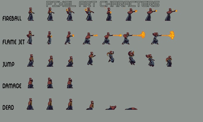 Do pixel art character design video game sprite sheet, 8bit pixel ...