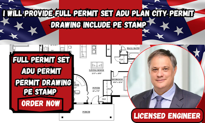 provide full permit set adu permit permit drawing licensed engineer pe stamp