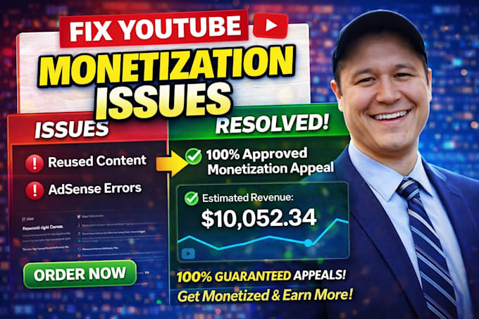 fix youtube monetization issues, fix you tube adsense problem,