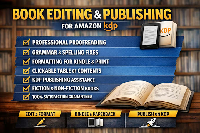 do book editing proofreading formatting and publish on amazon KDP
