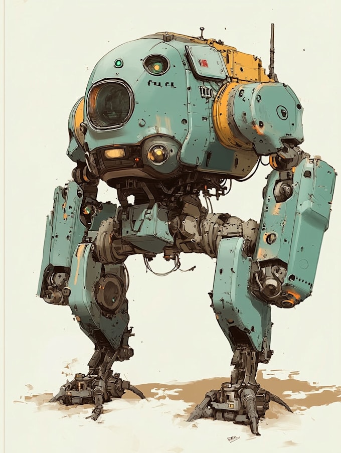 create retro mecha or scifi gundam art