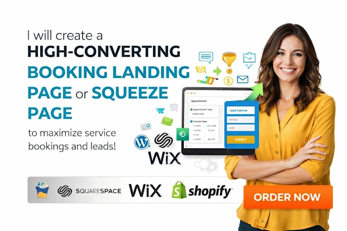 create a high converting landing page or squeeze page for service booking