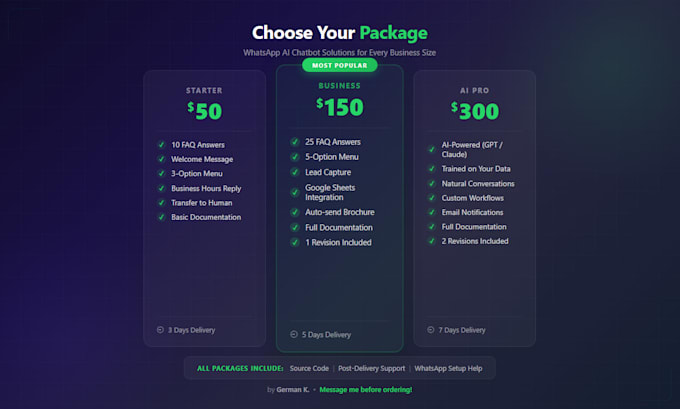 create a whatsapp ai chatbot for your business