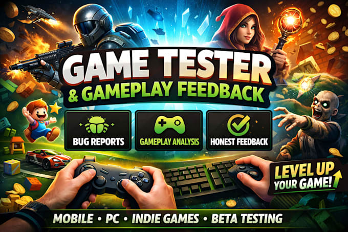 game test game play gameplay feedback game tester,
