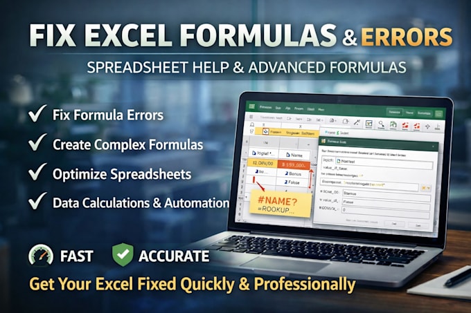 fix excel formulas, errors, spreadsheet issues and create advanced formulas