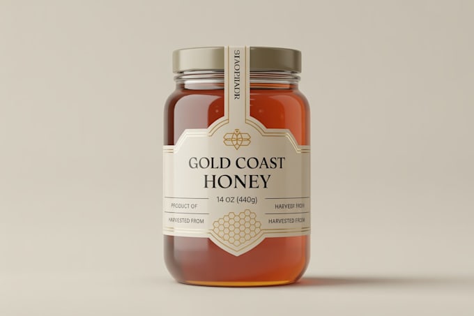 create a premium honey packaging design and logo