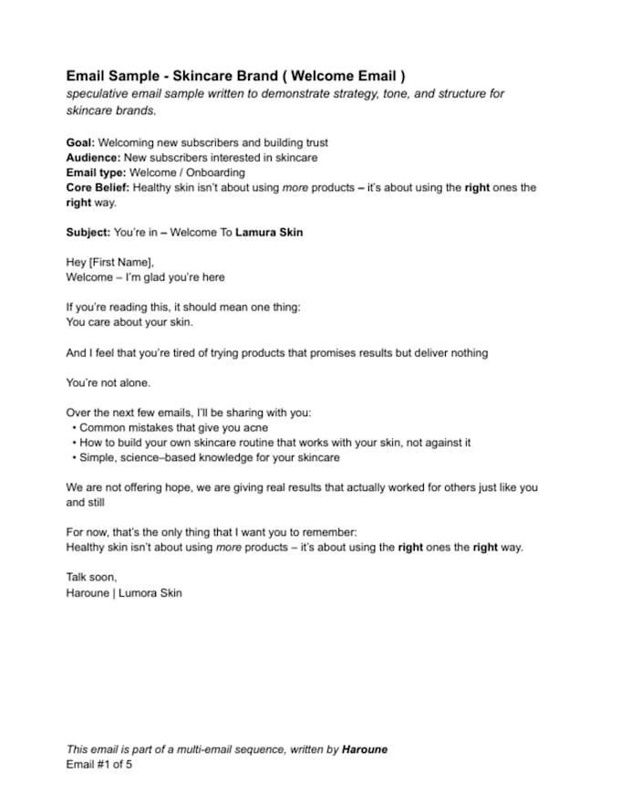 write persuasive email copy for skincare and wellness brands
