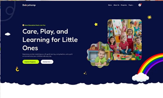 build kindergarten website, preschool, daycare website or childcare website