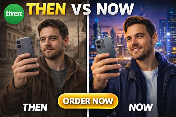 make eye catching then vs now thumbnails for youtube growth